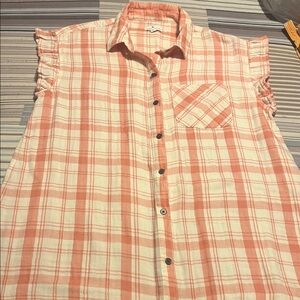 Pink and White Plaid Button-Up dress